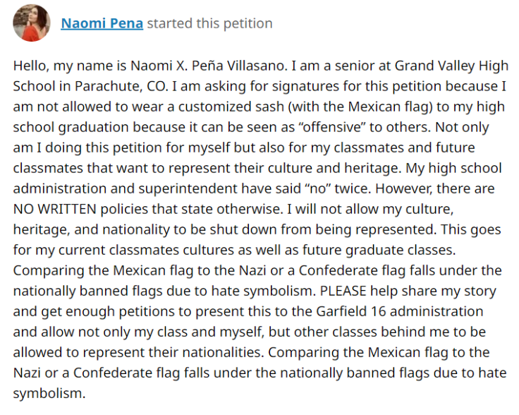 Petition from Naomi Pena at Change.org