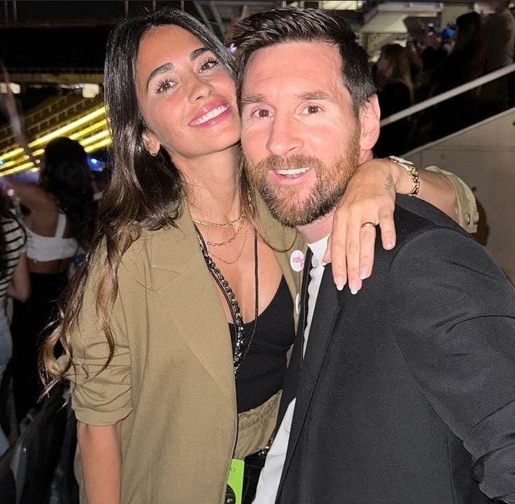 Lionel Messi and Antonela