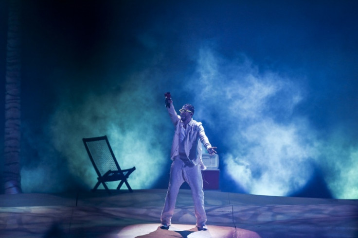 Bad bunny performing