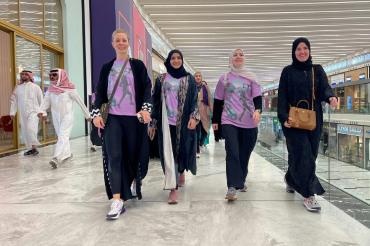 Women exercising in a mall in Riyadh.