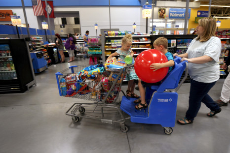 A family buys in a Walmart Supercenter
