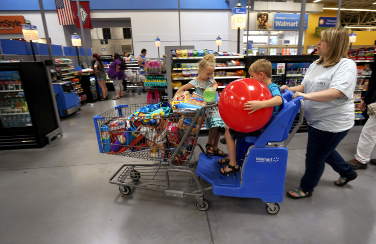 A family buys in a Walmart Supercenter
