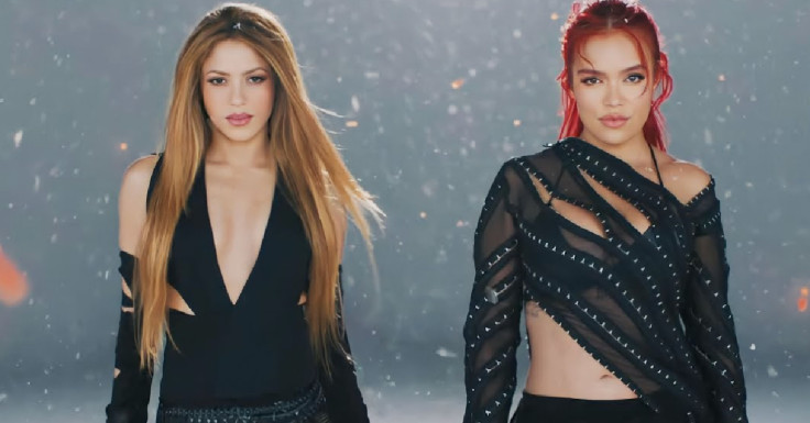Shakira and Karol G in the video of TQG