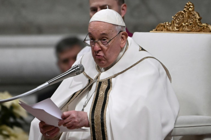 Pope Francis presides over the Christmas Eve mass at  St. Peter's Basilica in the Vatican on December 24, 2023