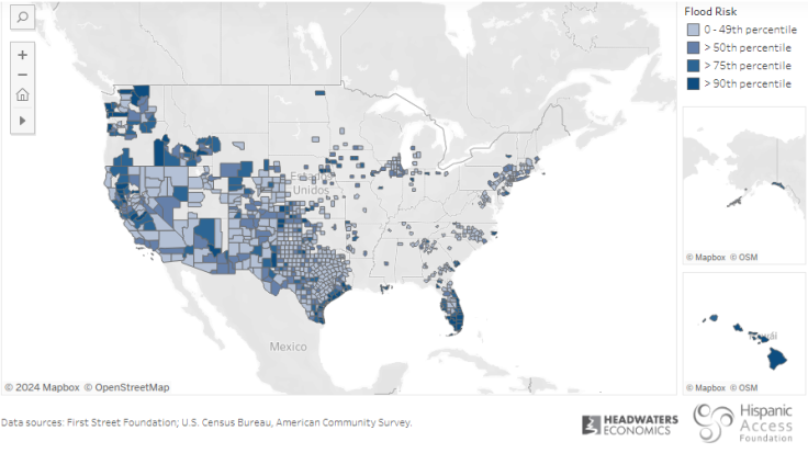 Latinos in counties with higher flood risk