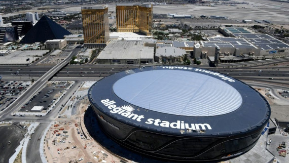 An aerial view of the Las Vegas Raiders' Allegiant Stadium