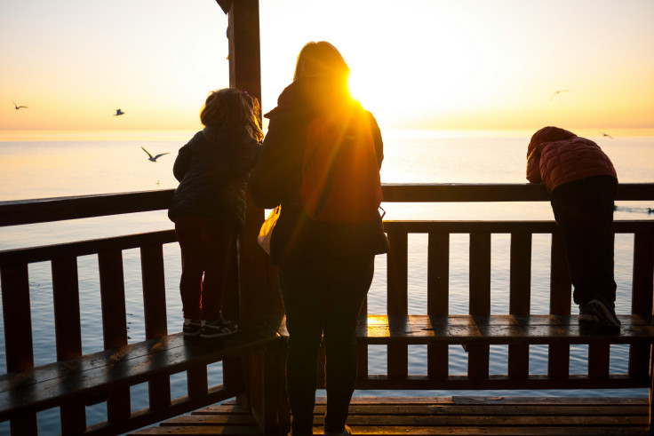 A Family watching sunset