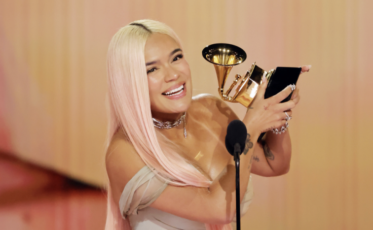 Karol G winning her first Grammy