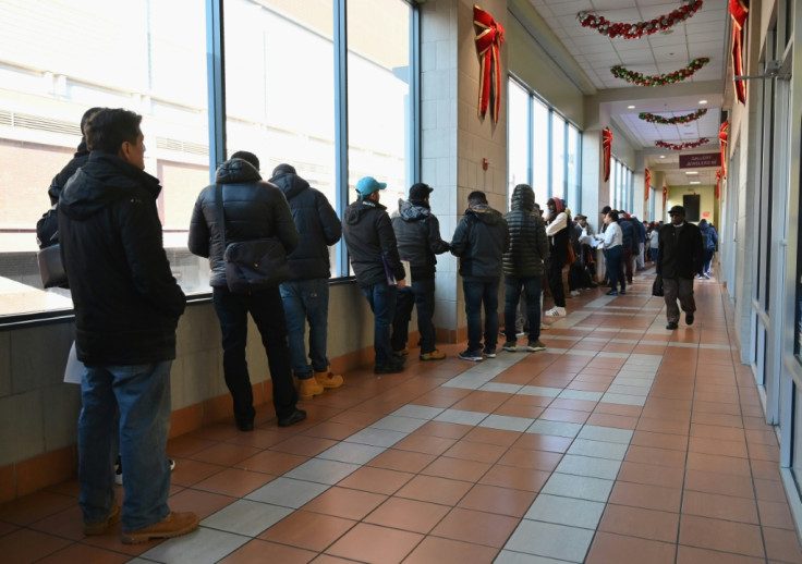 People waiting to get a driver's license in New York