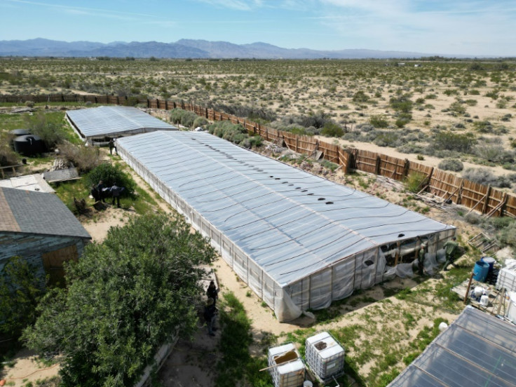 Warehouses dot the Southern Californion countryside