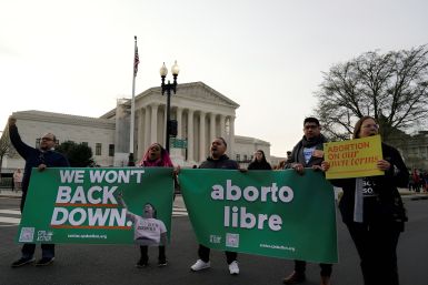 Abortion rights activists rally in front of the US Supreme 