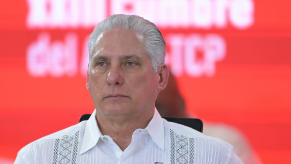 Cuban President Miguel Diaz-Canel is pictured in April 2024 