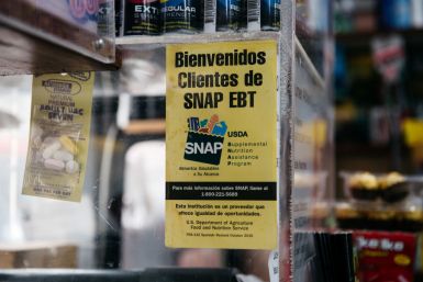A sign alerting customers about SNAP food stamps (2019)