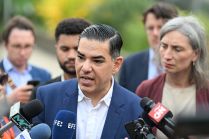 Democratic US Congressman Robert Garcia speaks during a press conference