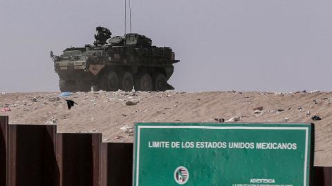 Stryker armored vehicle in Sunland Park, New Mexico