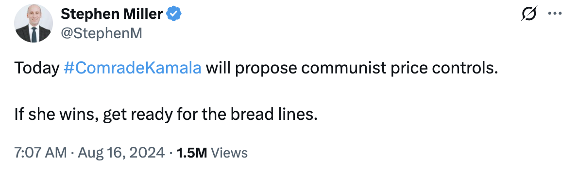 Trump Adviser Called Kamalas Plan to End Price Gouging Communist. Trump Adviser Called Kamalas Plan to End Price Gouging Communist.