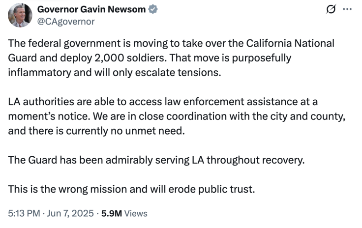 Trump Deploys 2,000 National Guard Troops to Los Angeles ICE