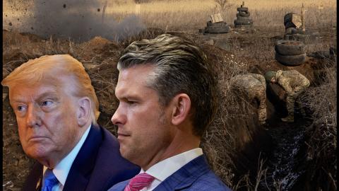 Trump and Hegseth Whispering Before Passing Off Russia Question to