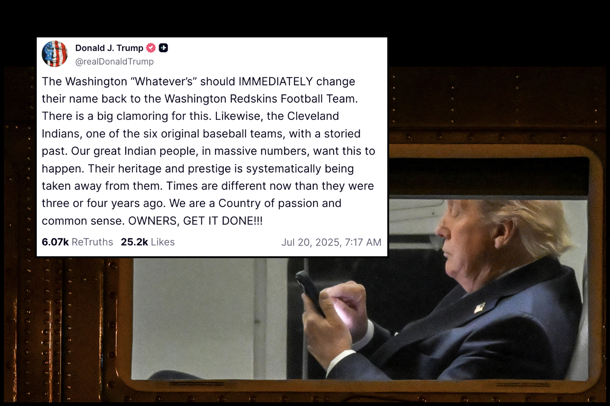 Trump Slammed Obama for Pushing NFL Team to Change Their Trump Slammed Obama for Pushing NFL Team to Change Their