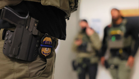 An ICE officer's badge