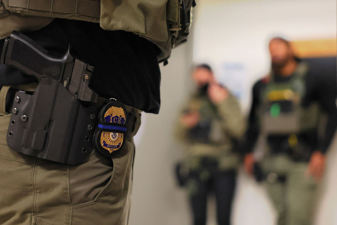 An ICE officer's badge