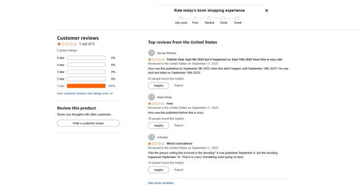 Amazon removed book The Shooting Charlie Kirk Anastasia J. Casey