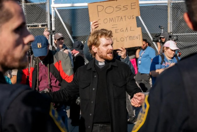 Reverand David Black during protest at ICE center in Broadview