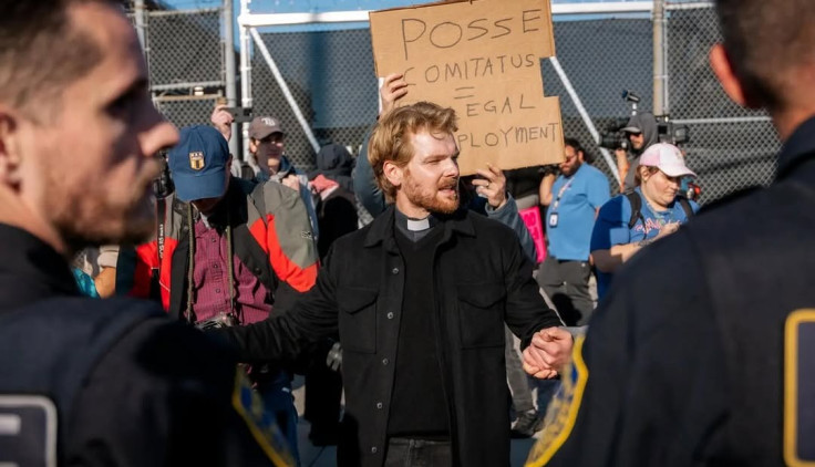 Reverand David Black during protest at ICE center in Broadview