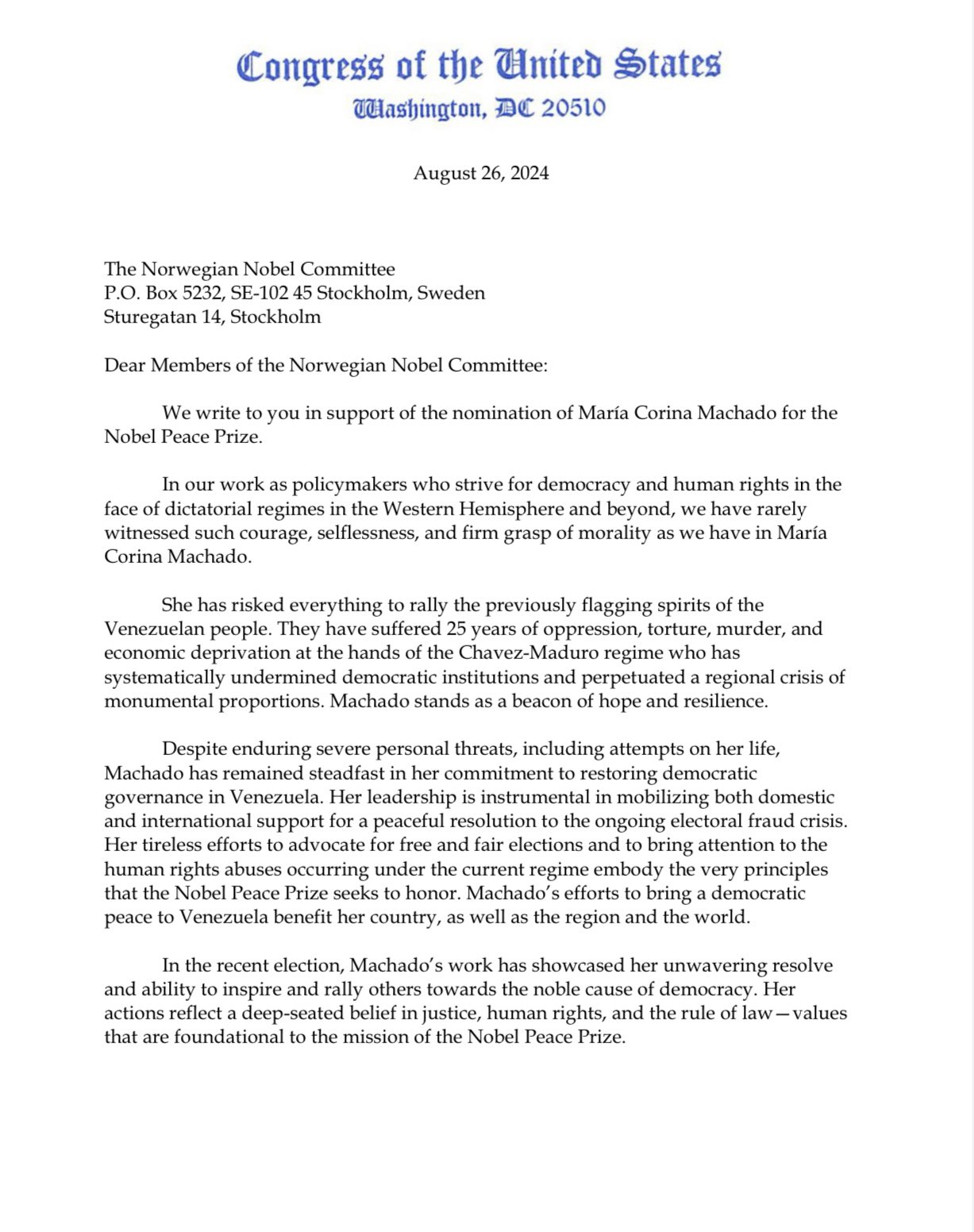 Marco Rubio, Scott, Postulated Mara Corina Machado Nobel Peace Prize Marco Rubio, Scott, Postulated Mara Corina Machado Nobel Peace Prize