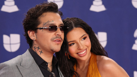 Latin Grammys 2025. Christian Nodal and Angela Aguilar tattoos