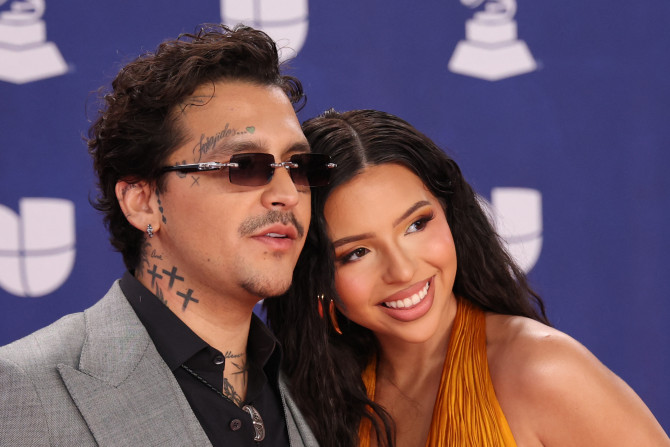 Latin Grammys 2025. Christian Nodal and Angela Aguilar tattoos