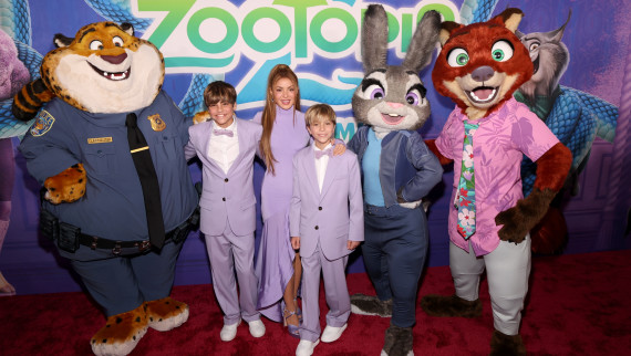 Shakira and her sons Milan and Sasha, cast of Zootopia 2