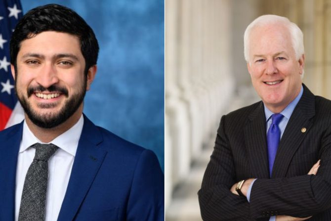 Rep. Greg Casar (D-Texas) and Texas Sen. John Cornyn (R)