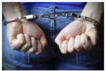 Person in handcuffs from the back