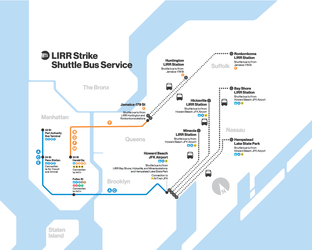 LIRR Strike Prompts Shuttle Bus Service: See the Route Map and
