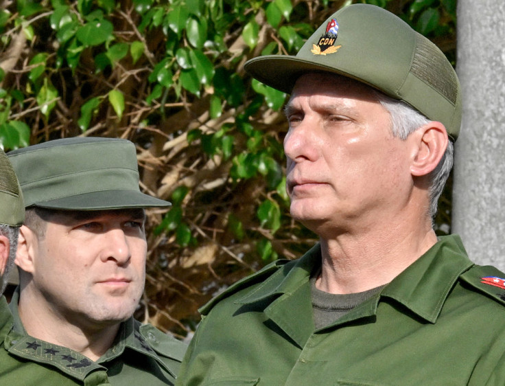 Cuba's President Miguel Diaz-Canel (R)