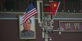 The national flags of the United States and China