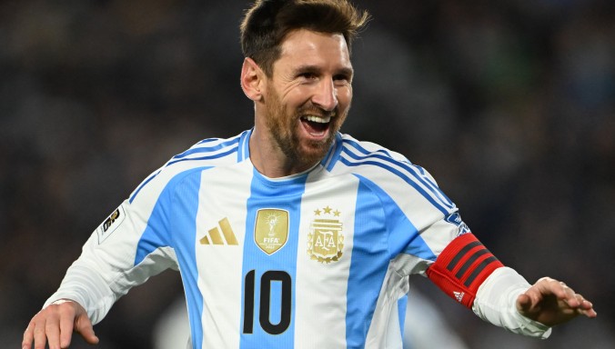 Lionel Messi celebrates.