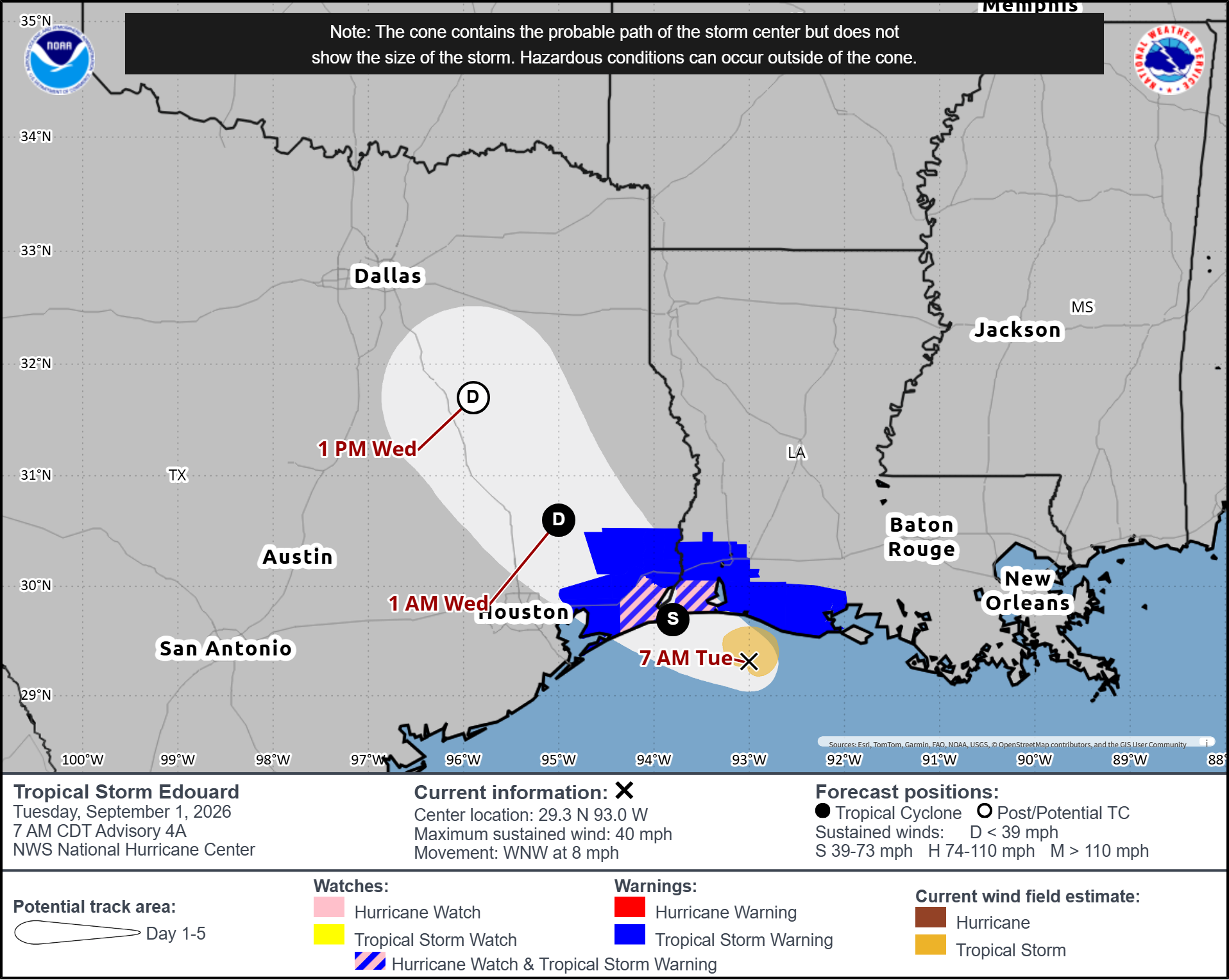 Tropical Storm Edouard Route Map & Updates: Possible Hurricane and ...
