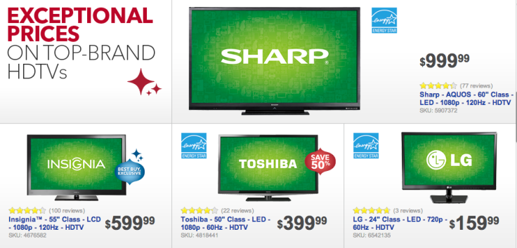 Some of Best Buy's deals on TVs for Black Friday.